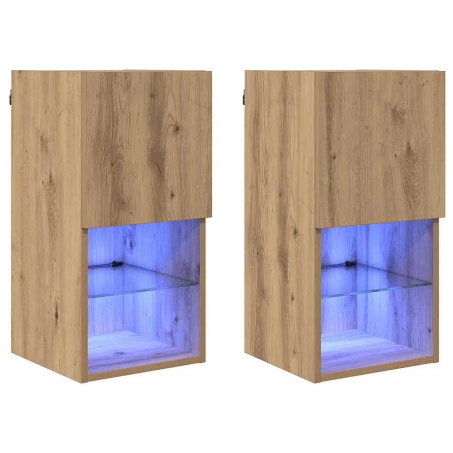 Meubles TV muraux 2 pcs Chêne artisanal Bois d'ingénierie - 2