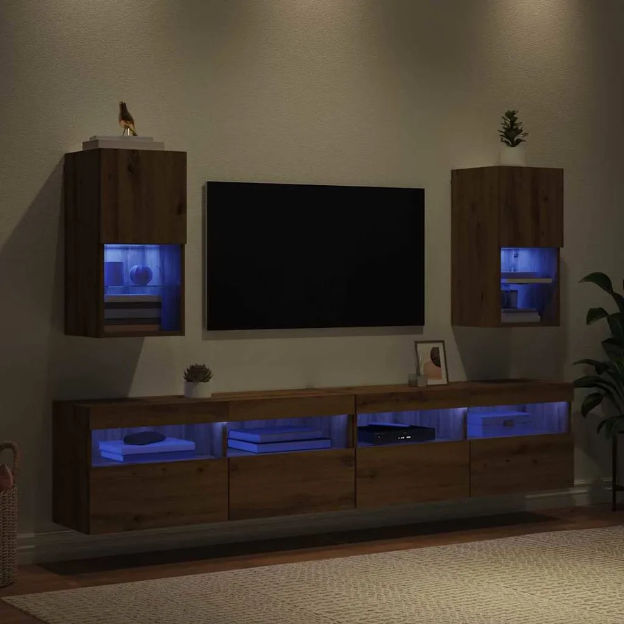 Meubles TV muraux 2 pcs Chêne artisanal Bois d'ingénierie - 5