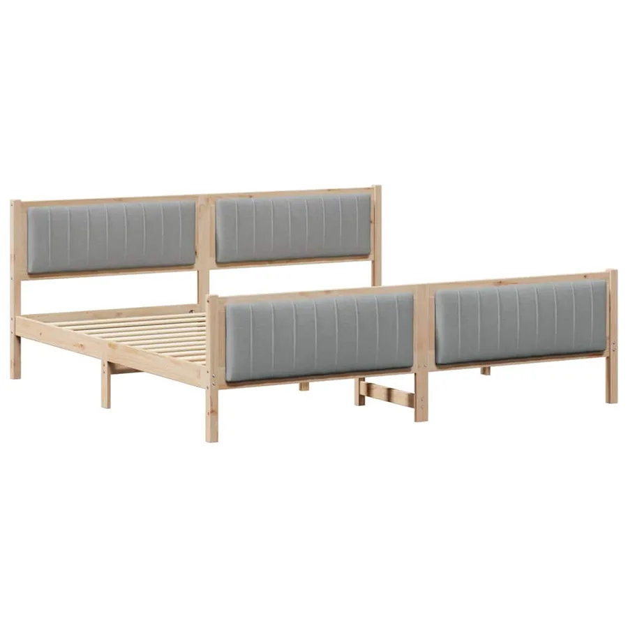 Cadre de lit avec tête de lit Marron et gris clair 200 x 200 cm - 2