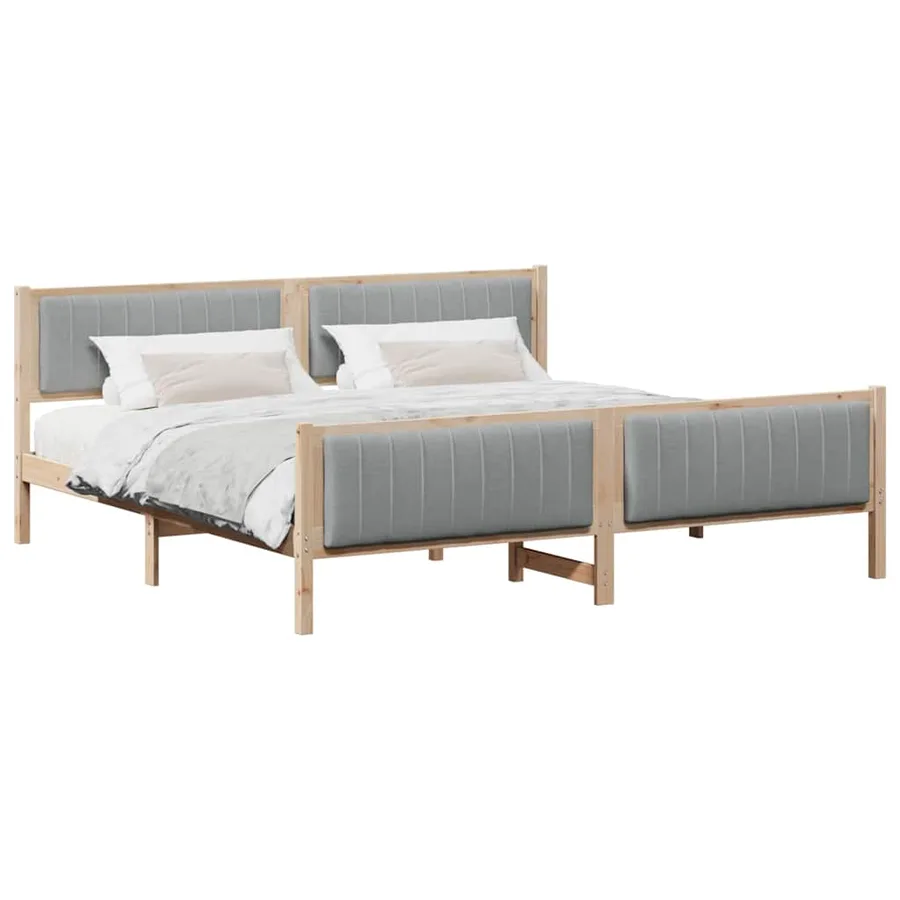 Cadre de lit avec tête de lit Marron et gris clair 200 x 200 cm - 3