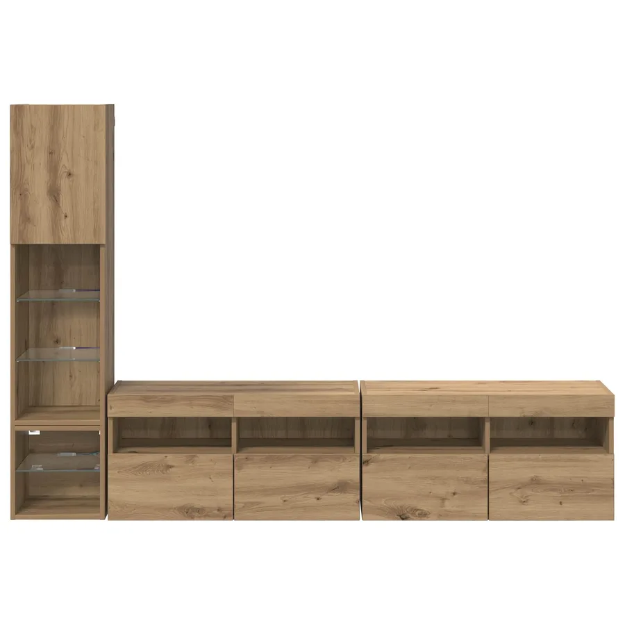 Unité murale de TV 4 pcs Chêne artisanal Bois d'ingénierie - 10