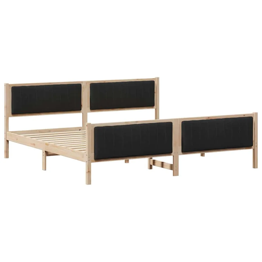 Cadre de lit Marron et noir 200 x 200 cm Bois massif en pin - 2
