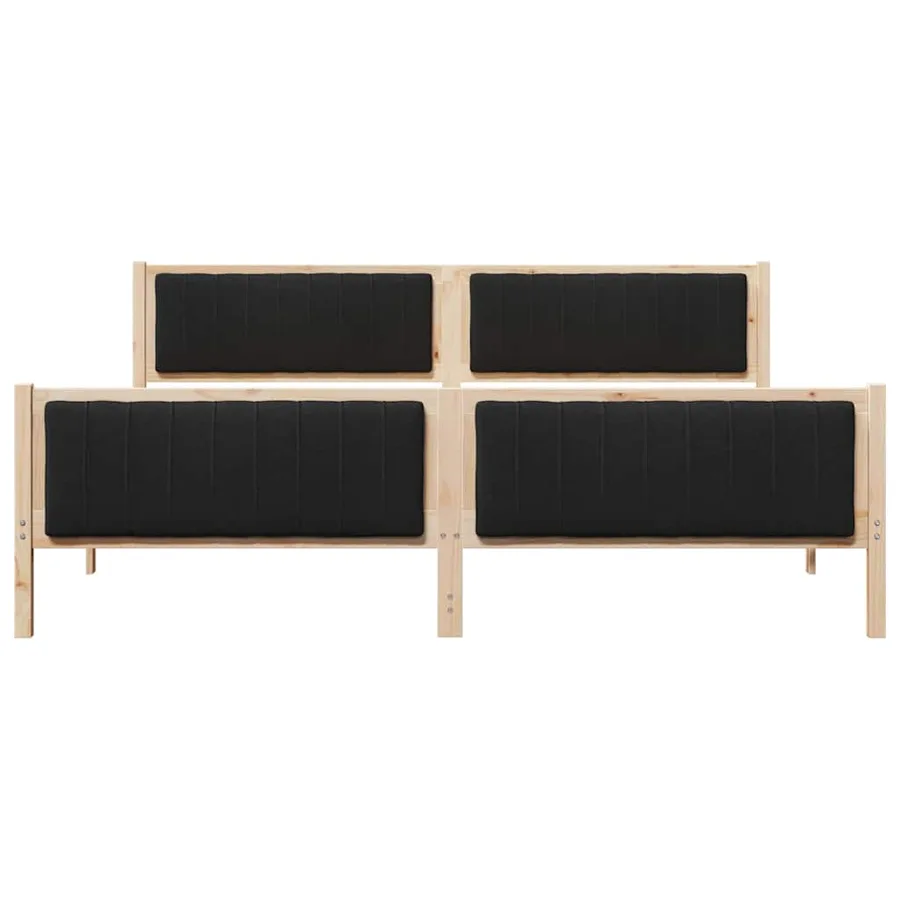 Cadre de lit Marron et noir 200 x 200 cm Bois massif en pin - 5