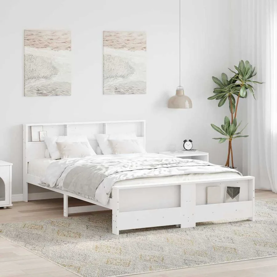 Cadre de lit Blanc 140 x 200 cm Bois d'ingénierie