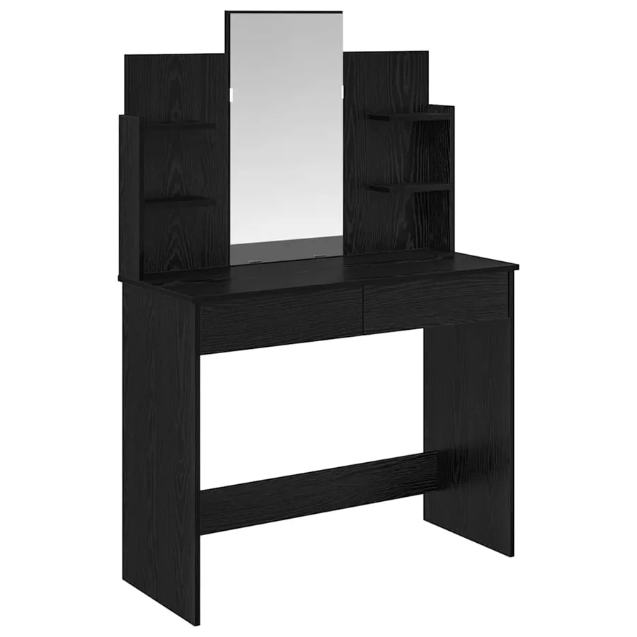 Table de maquillage avec miroir Chêne noir 96 x 39 x 142 cm - 2
