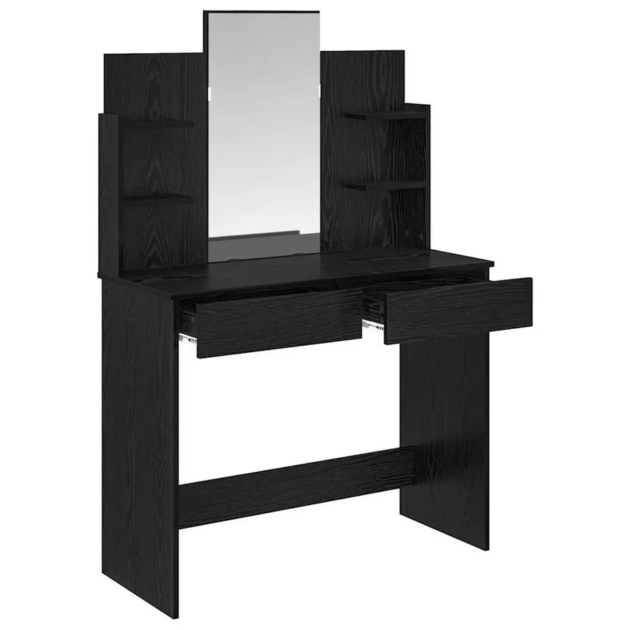 Table de maquillage avec miroir Chêne noir 96 x 39 x 142 cm - 5