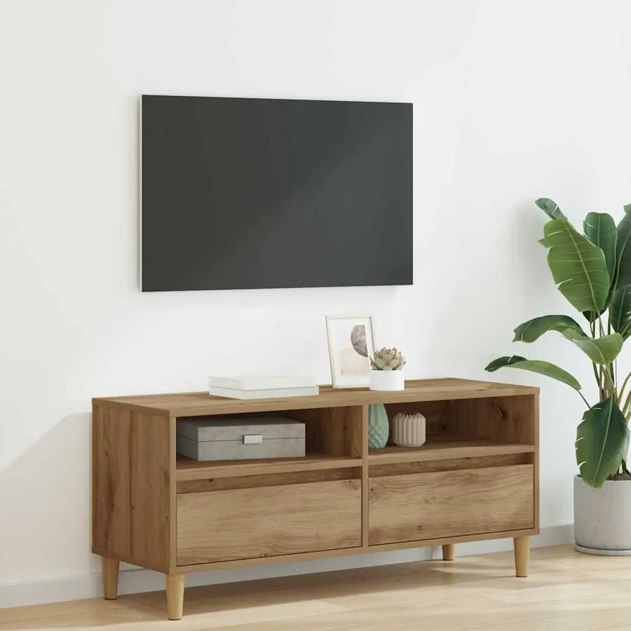 Meuble TV 100 x 34,5 x 44,5 cm Chêne artisanal