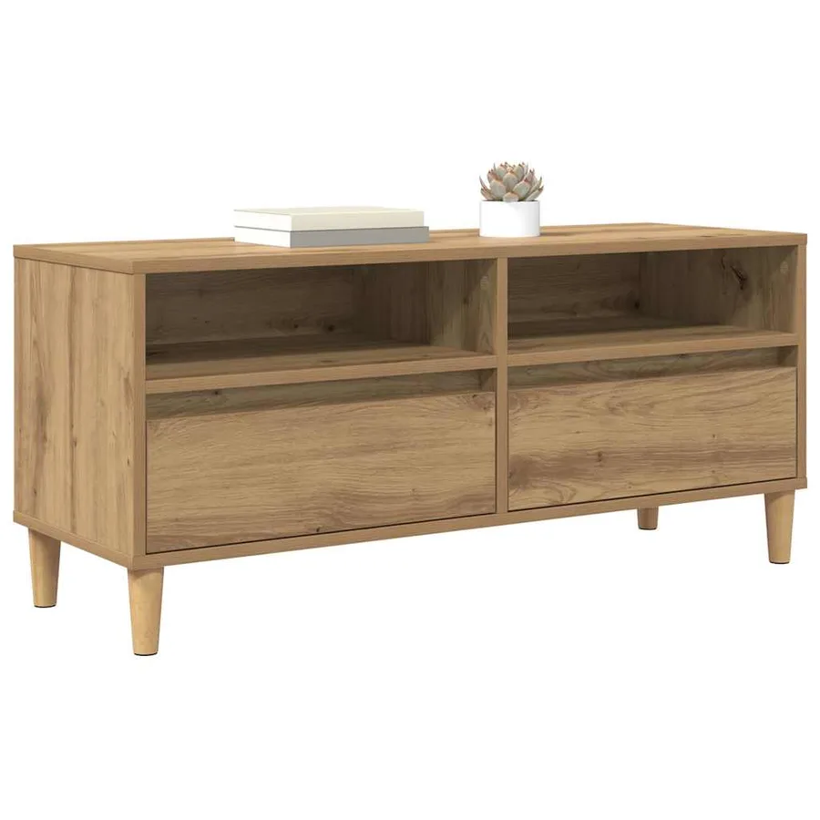 Meuble TV 100 x 34,5 x 44,5 cm Chêne artisanal - 3