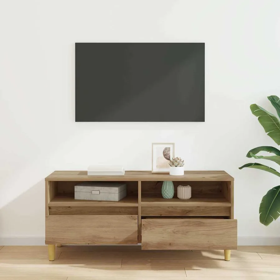Meuble TV 100 x 34,5 x 44,5 cm Chêne artisanal - 4