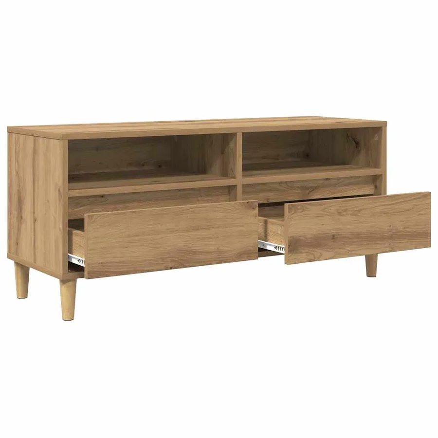 Meuble TV 100 x 34,5 x 44,5 cm Chêne artisanal - 5