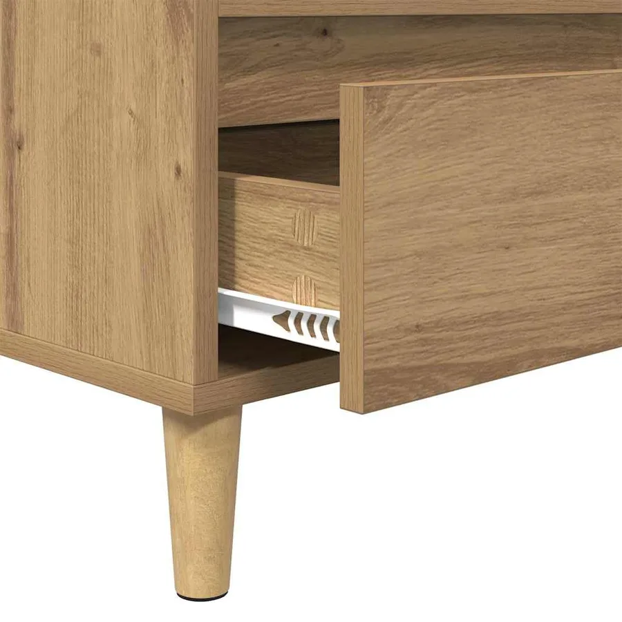 Meuble TV 100 x 34,5 x 44,5 cm Chêne artisanal - 9