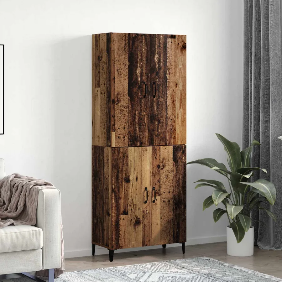 Haut Armoire 2 pcs Bois ancien Bois d'ingénierie