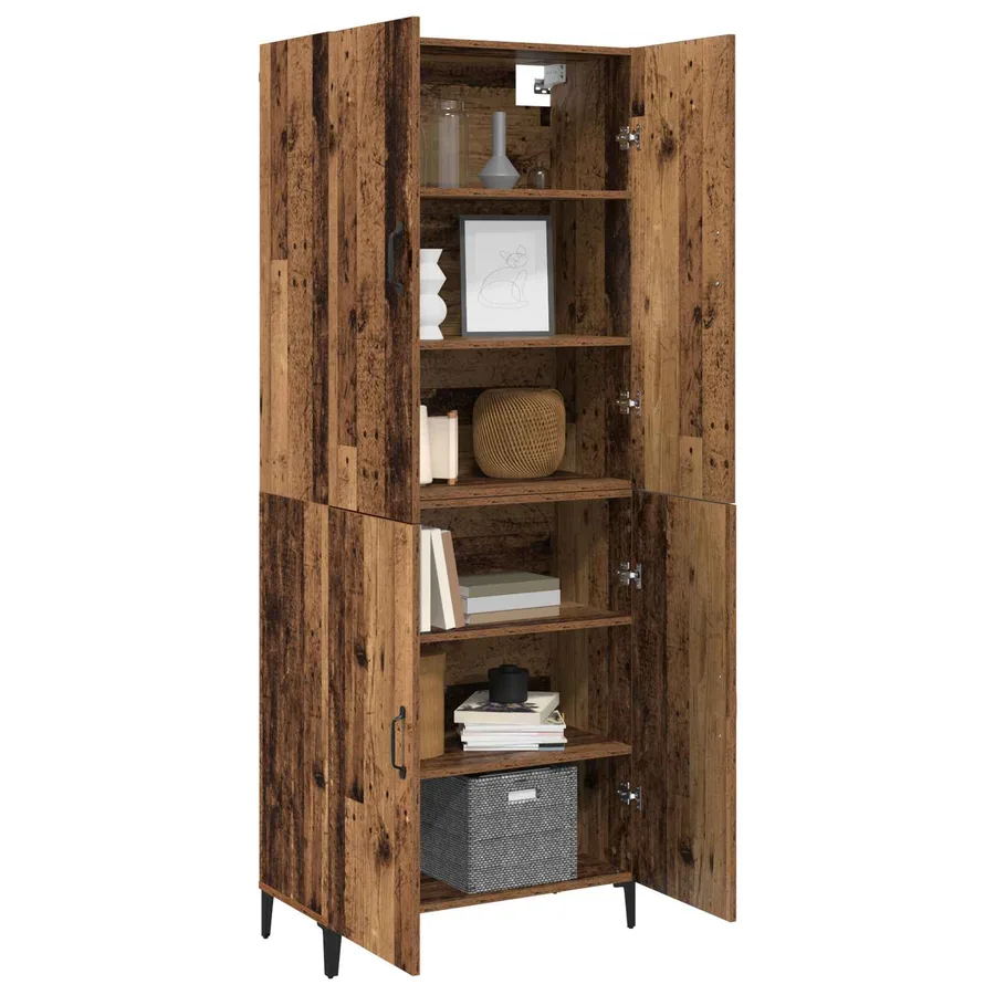 Haut Armoire 2 pcs Bois ancien Bois d'ingénierie - 3