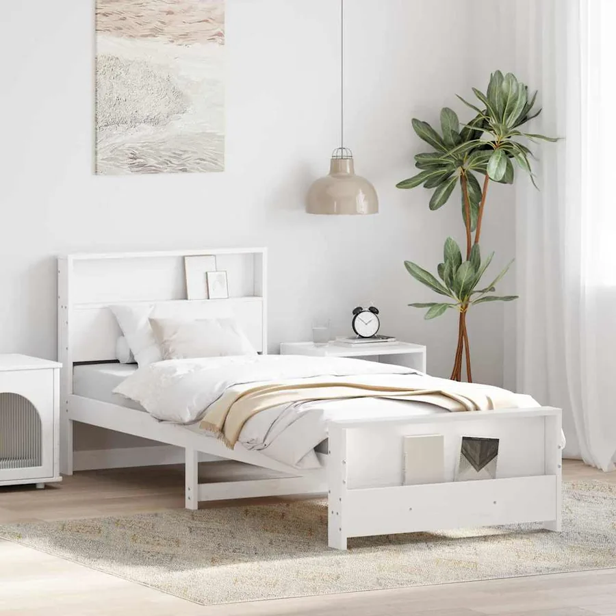 Cadre de lit Blanc 75 x 190 cm Bois d'ingénierie