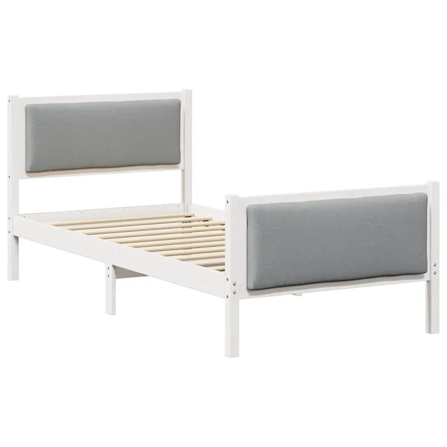 Cadre de lit avec tête de lit Gris clair 90 x 190 cm tissu - 2
