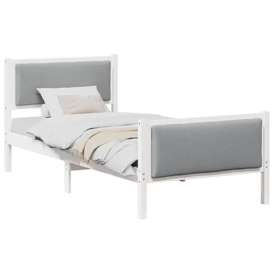 Cadre de lit avec tête de lit Gris clair 90 x 190 cm tissu - 3