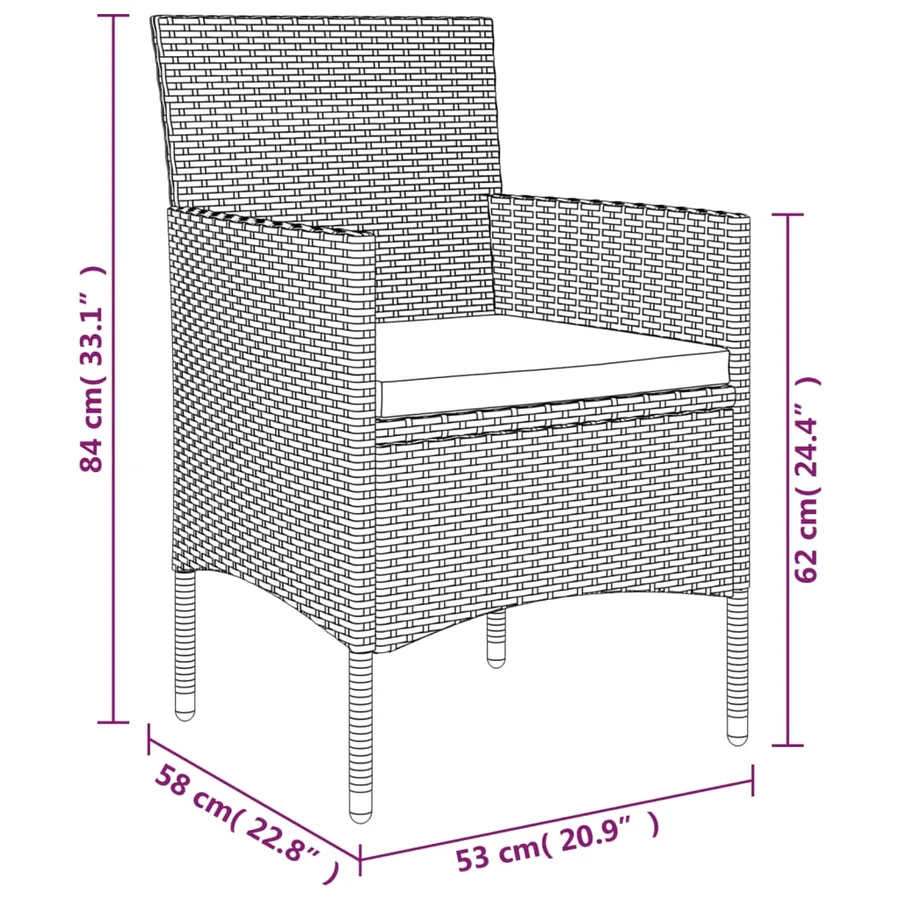 Ensemble à manger de jardin avec coussins 7 pcs Noir - 10