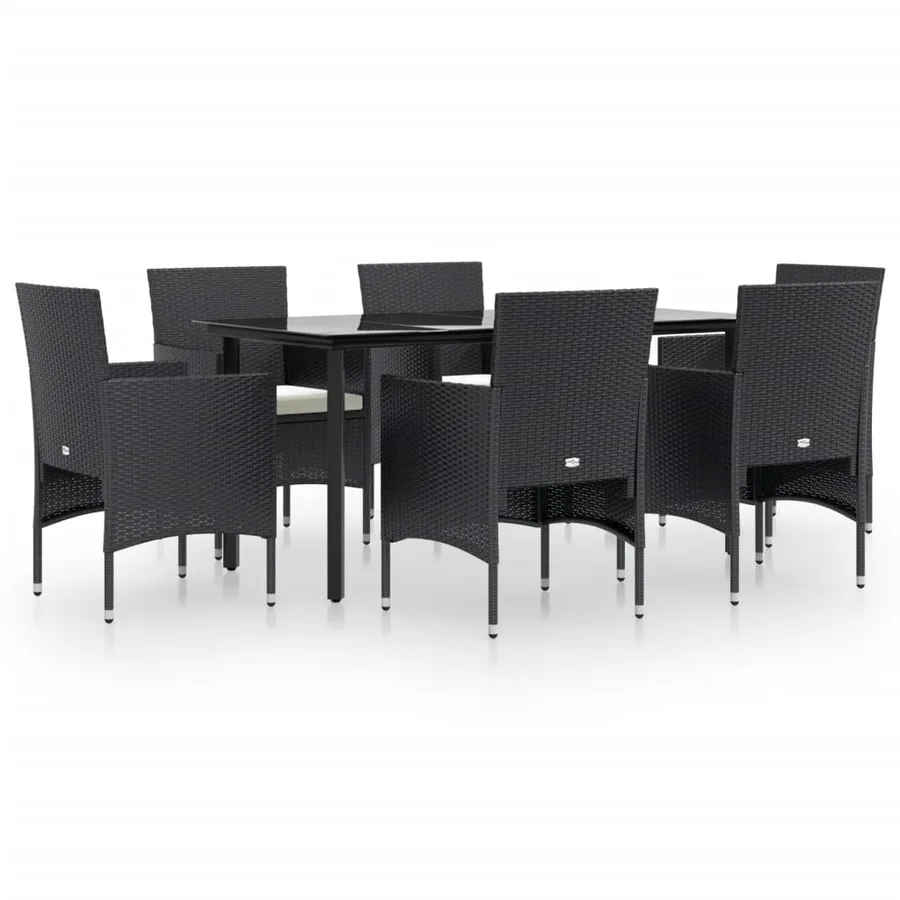 Ensemble à manger de jardin avec coussins 7 pcs Noir - 2