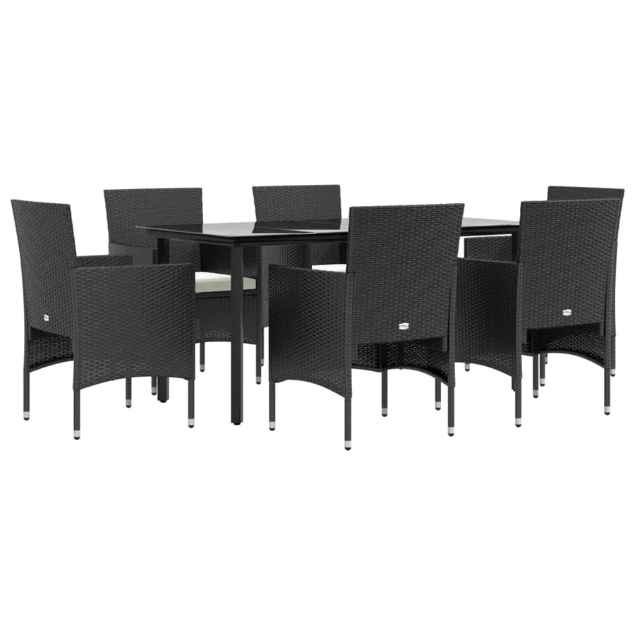 Ensemble à manger de jardin avec coussins 7 pcs Noir - 3