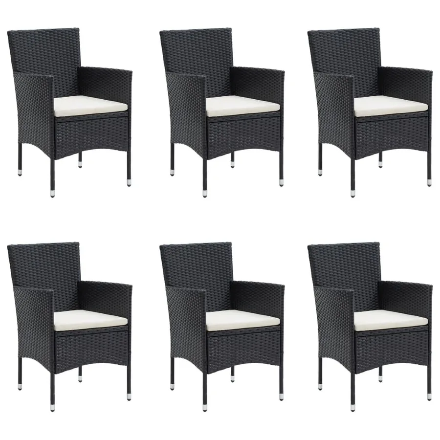 Ensemble à manger de jardin avec coussins 7 pcs Noir - 4