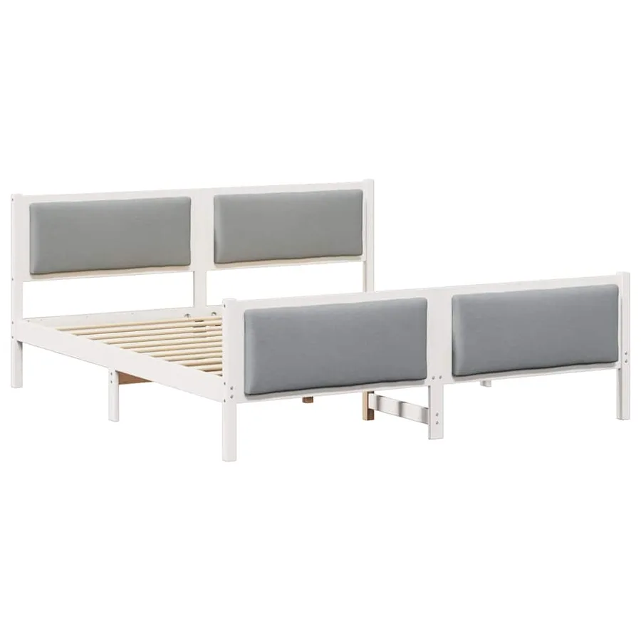Cadre de lit avec tête de lit Gris clair 200 x 200 cm tissu - 2
