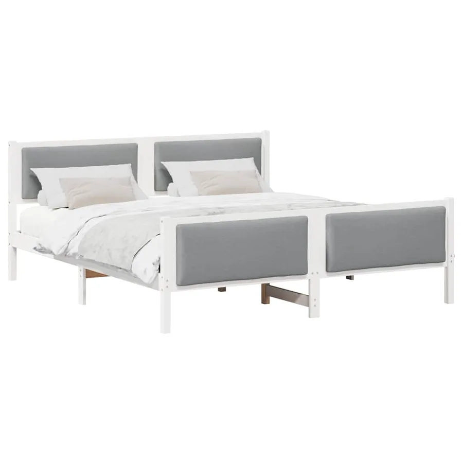 Cadre de lit avec tête de lit Gris clair 200 x 200 cm tissu - 3