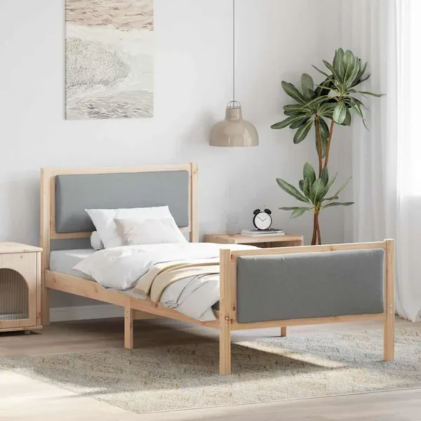 Cadre de lit avec tête de lit Gris clair 100 x 200 cm tissu