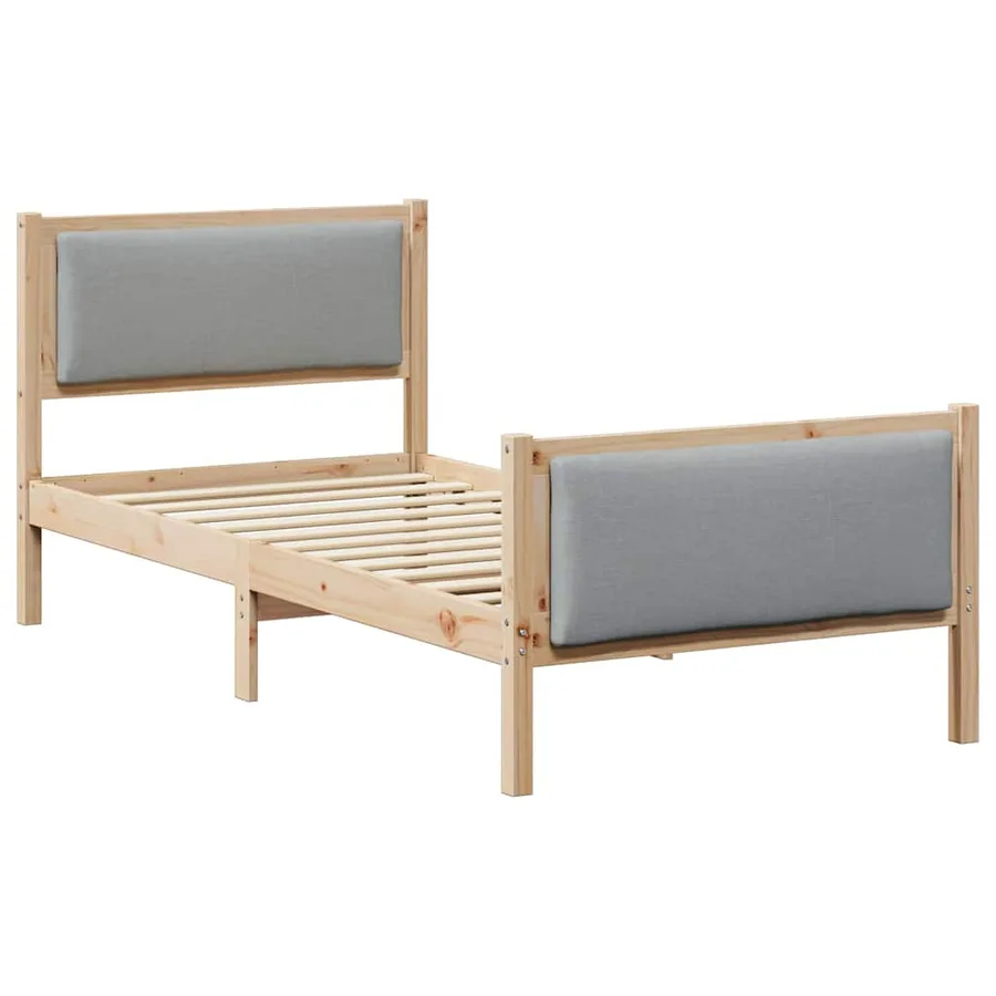 Cadre de lit avec tête de lit Gris clair 100 x 200 cm tissu - 2