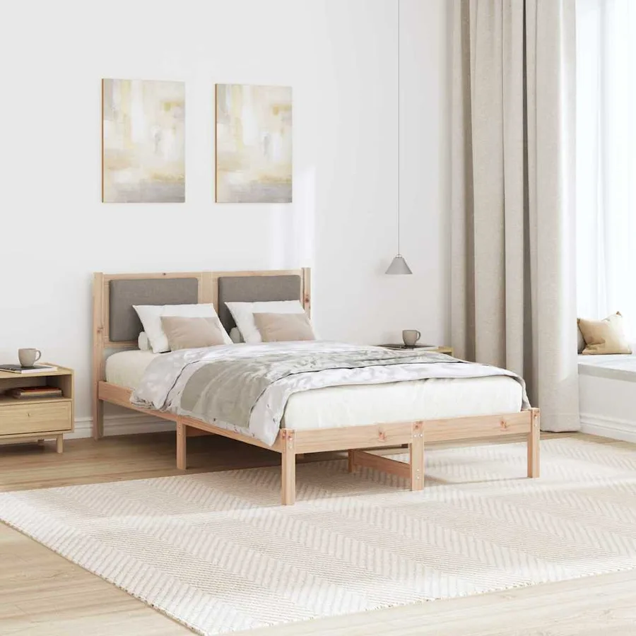 Cadre de lit avec tête de lit Taupe 120 x 200 cm Pin massif - 4