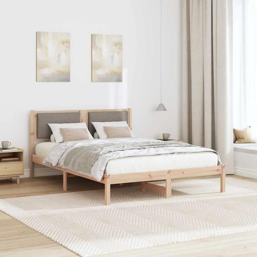 Cadre de lit avec tête de lit Taupe 140 x 200 cm Pin massif - 4
