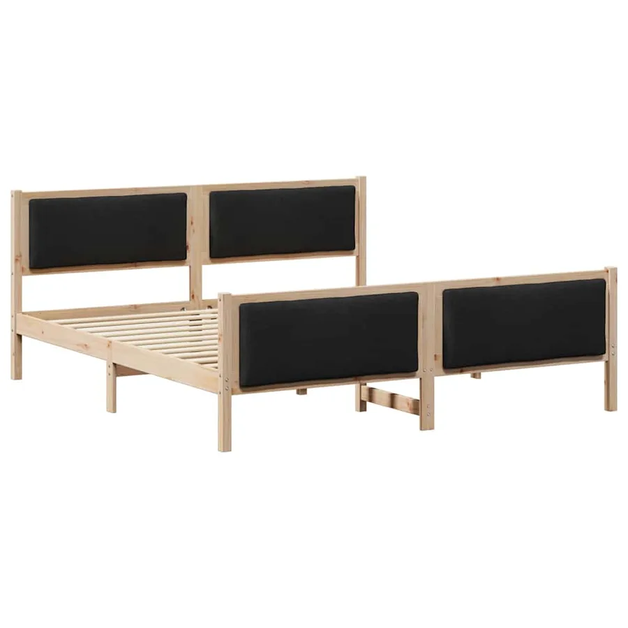 Cadre de lit avec tête de lit Noir 200 x 200 cm tissu - 2
