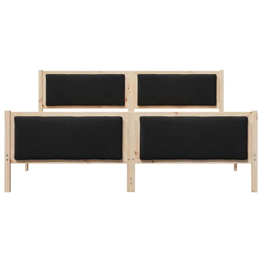 Cadre de lit avec tête de lit Noir 200 x 200 cm tissu - 5