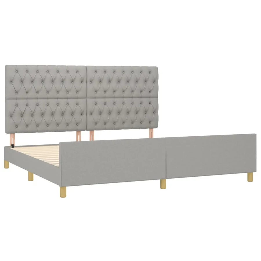 Cadre de lit sans matelas avec tête de lit gris clair tissu - 4