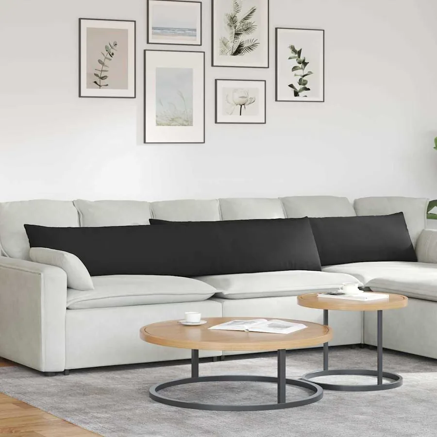 Coussins de canapé 2 pcs Noir 200 x 40 cm tissu