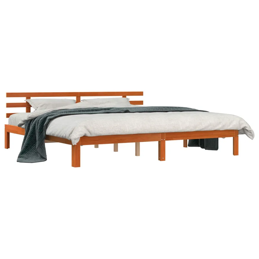Cadre de lit avec tête de lit Brun cire 203.5 x 205.5 x 69.5 cm - 2