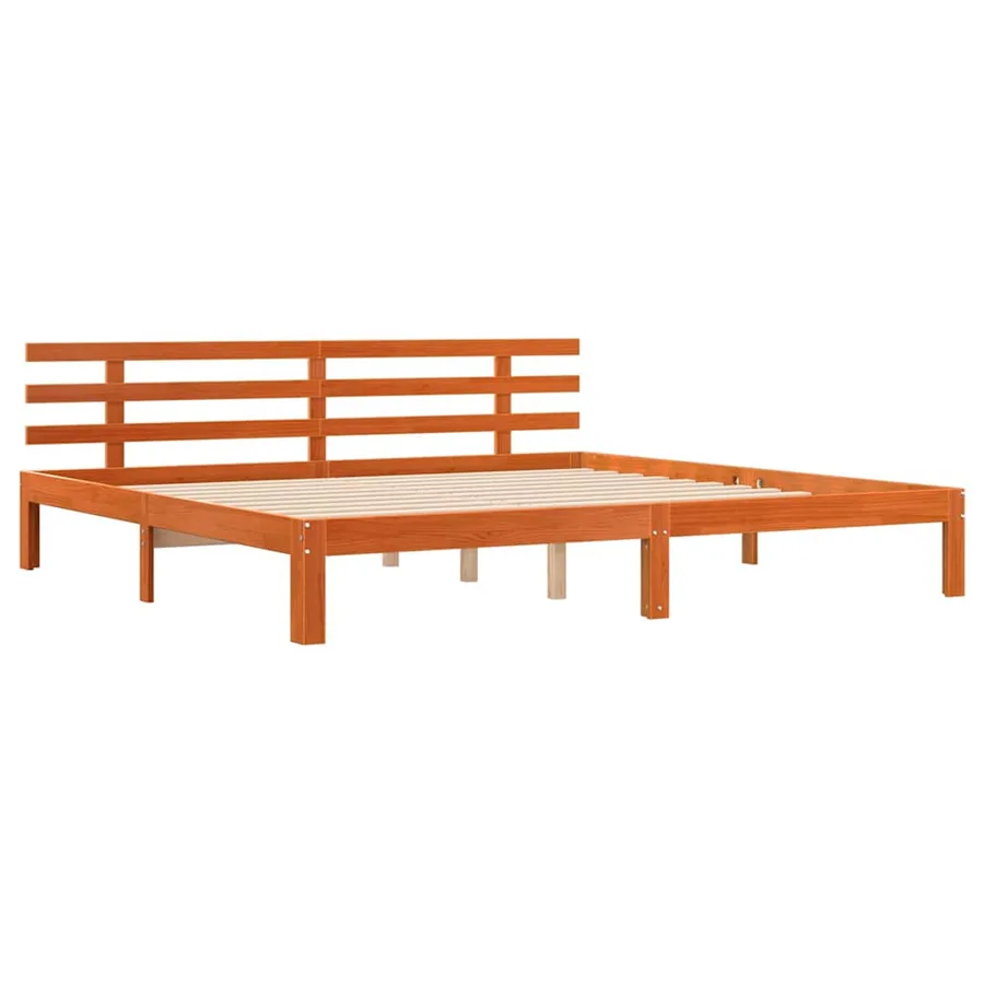 Cadre de lit avec tête de lit Brun cire 203.5 x 205.5 x 69.5 cm - 4