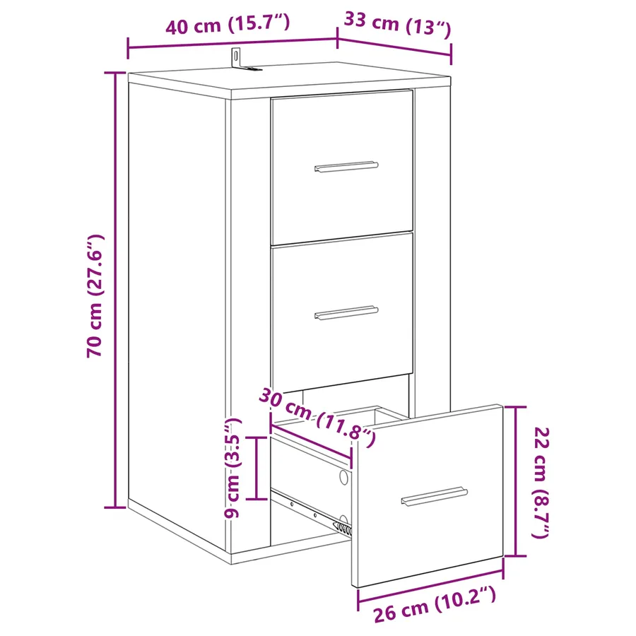 Buffet Chêne artisanal 40 x 33 x 70 cm Bois d'ingénierie - 13
