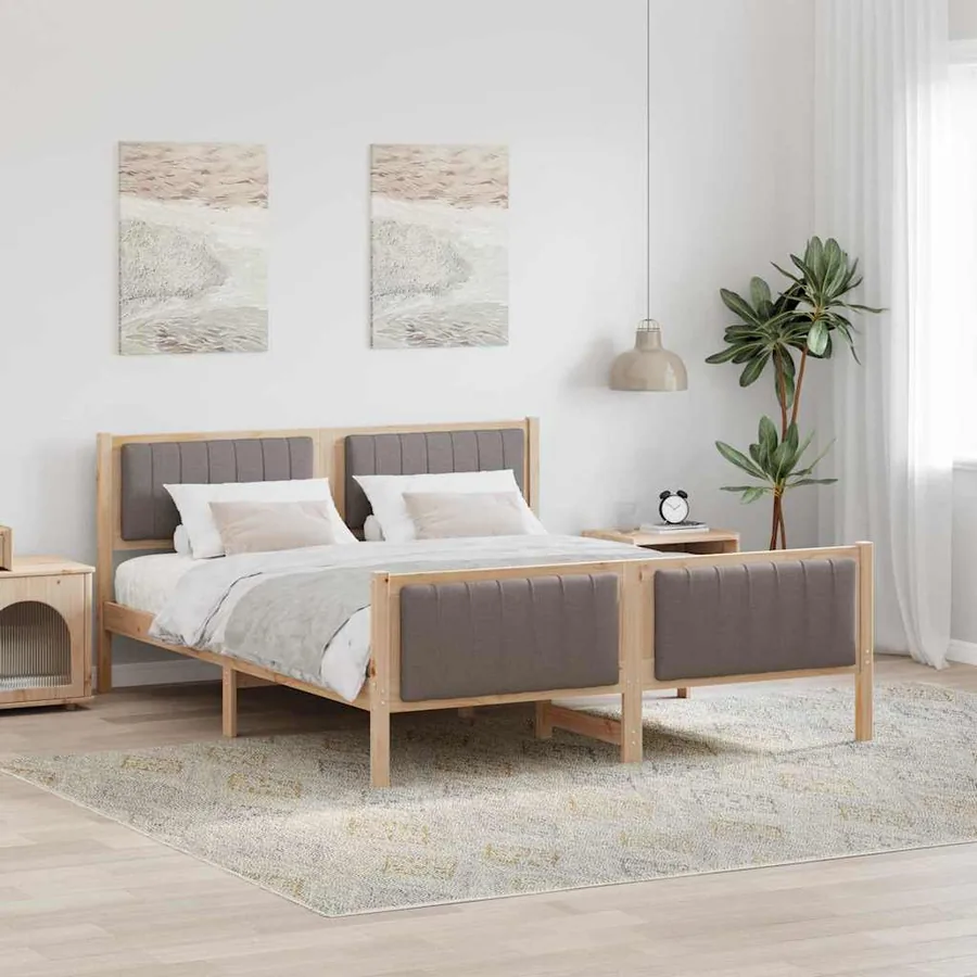 Cadre de lit Marron et taupe 150 x 200 cm Bois massif en pin