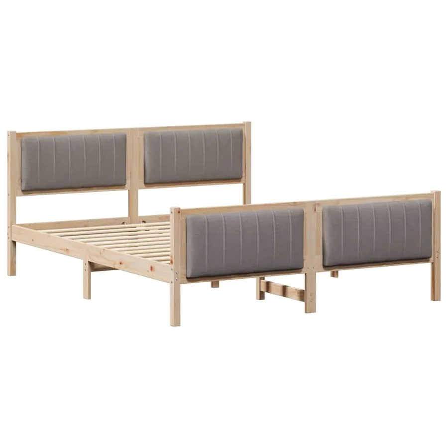 Cadre de lit Marron et taupe 150 x 200 cm Bois massif en pin - 2