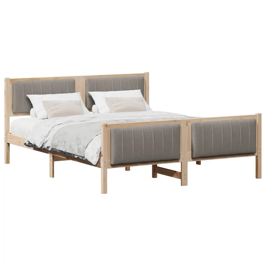 Cadre de lit Marron et taupe 150 x 200 cm Bois massif en pin - 3