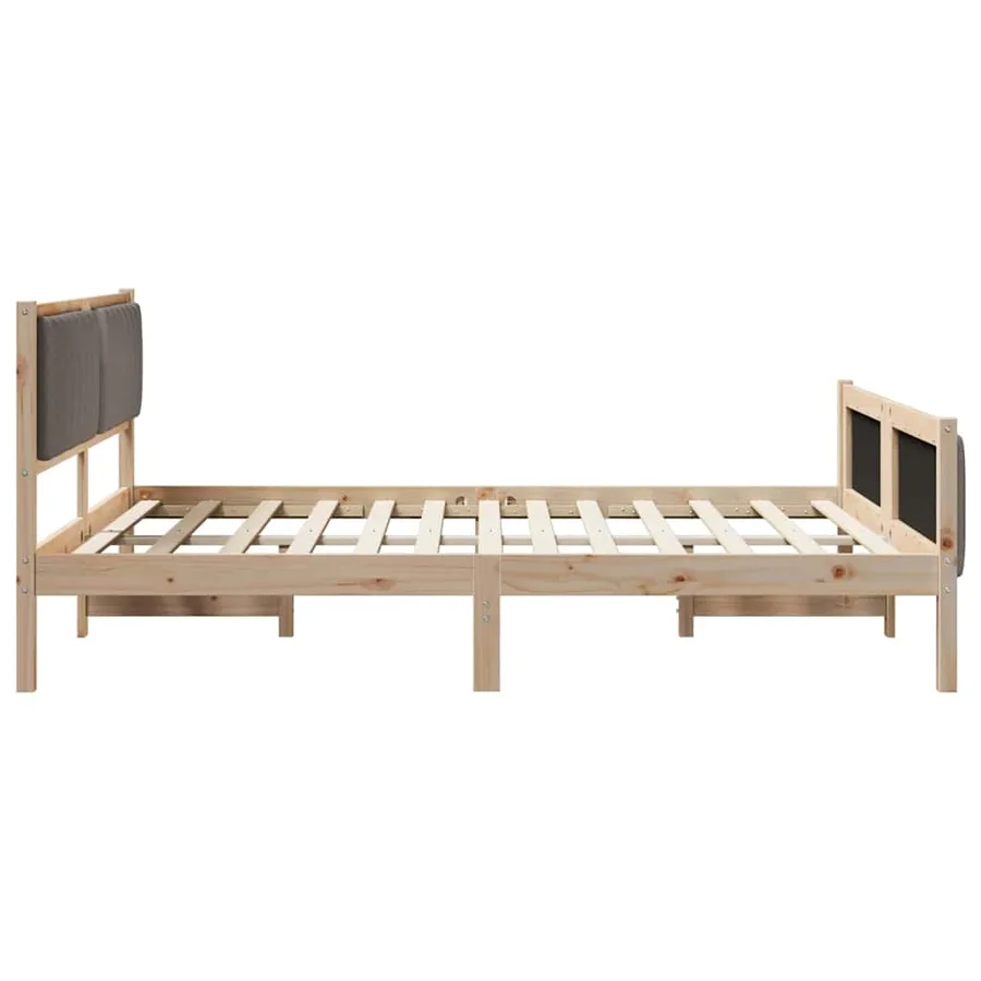 Cadre de lit Marron et taupe 150 x 200 cm Bois massif en pin - 6