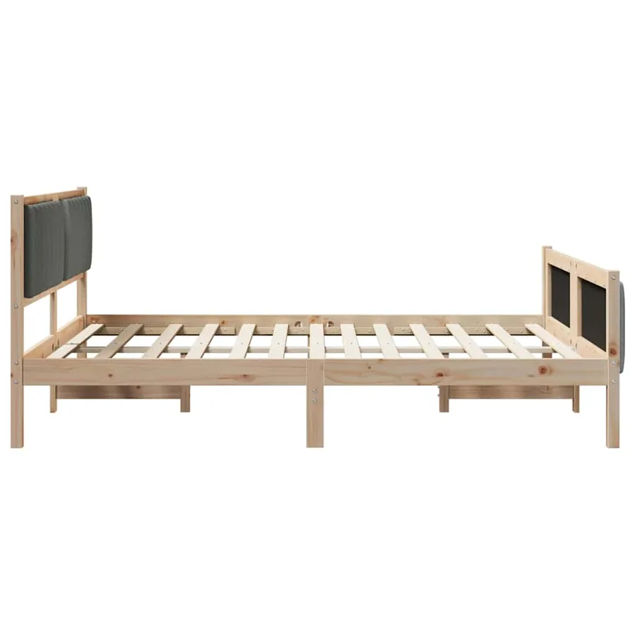 Cadre de lit avec tête de lit marron et gris foncé 150 x 200 cm - 6