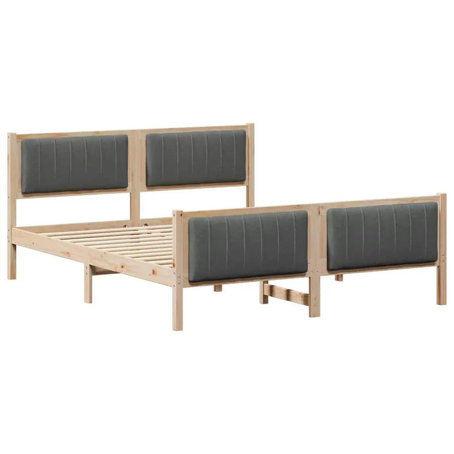 Cadre de lit avec tête de lit marron et gris foncé 160 x 200 cm - 2