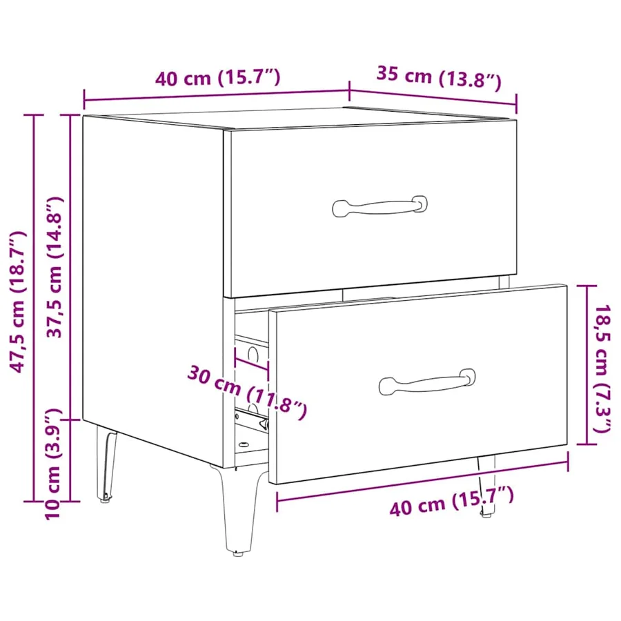 Armoire de lit 2 pc Chêne artisanal 40 x 35 x 47,5 cm - 15