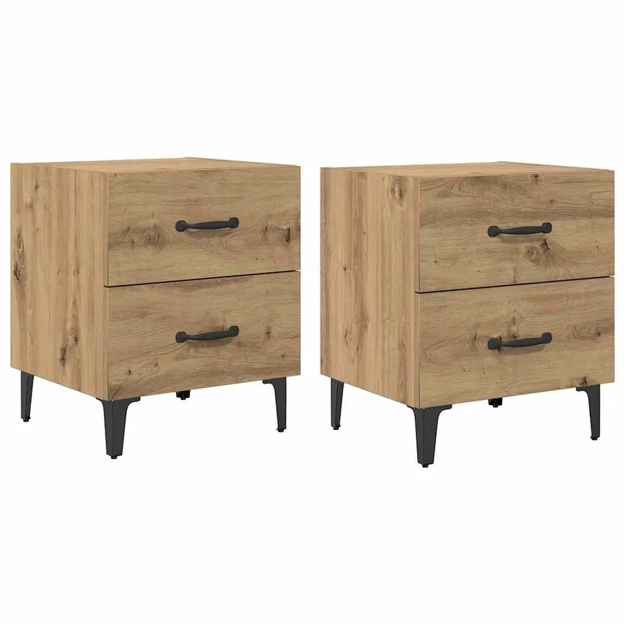 Armoire de lit 2 pc Chêne artisanal 40 x 35 x 47,5 cm - 2