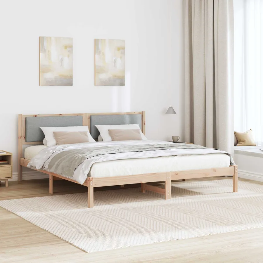 Cadre de lit Gris clair 180 x 200 cm Pin massif - 4