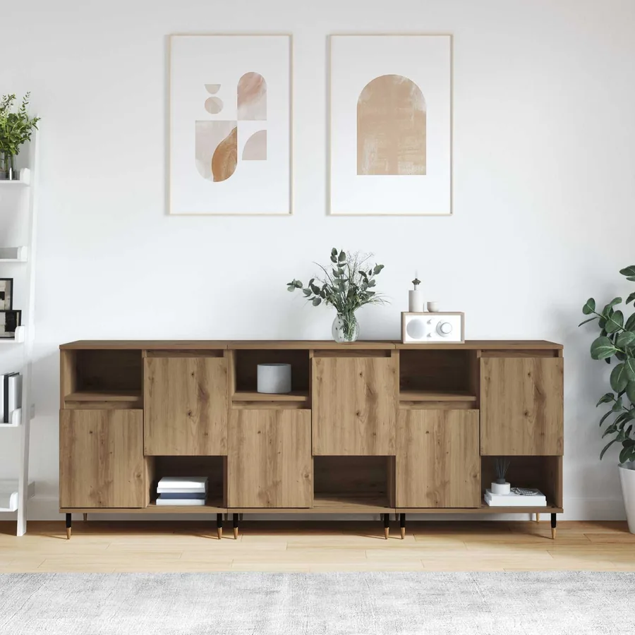 Buffets 3 pcs Chêne artisanal