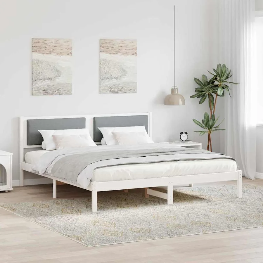 Cadre de lit Gris clair 200 x 200 cm Pin massif