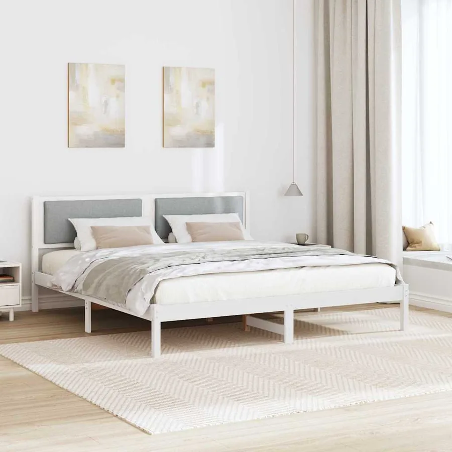 Cadre de lit Gris clair 200 x 200 cm Pin massif - 4