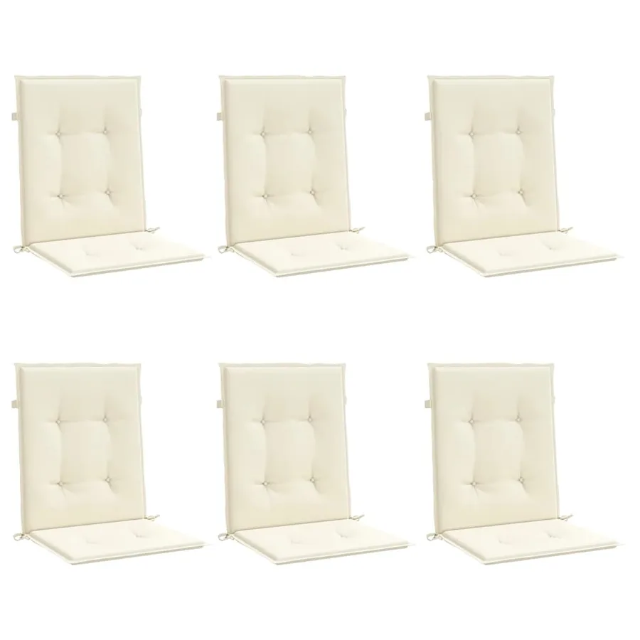 Coussins de chaise de jardin à dossier bas lot de 6 crème - 3